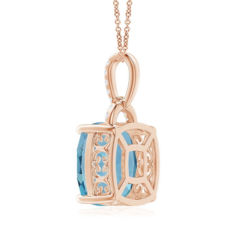 12.07x12.06x7.18mm AAA Classic GIA Certified Cushion Sky Blue Topaz Dangling Solitaire Pendant in Rose Gold Side 399