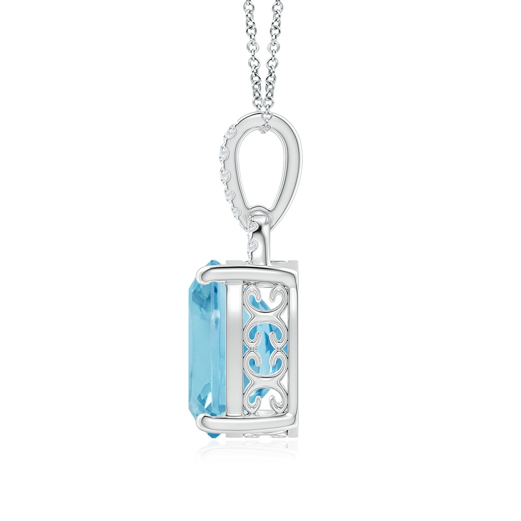 12.07x12.06x7.18mm AAA Classic GIA Certified Cushion Sky Blue Topaz Dangling Solitaire Pendant in White Gold Side 199