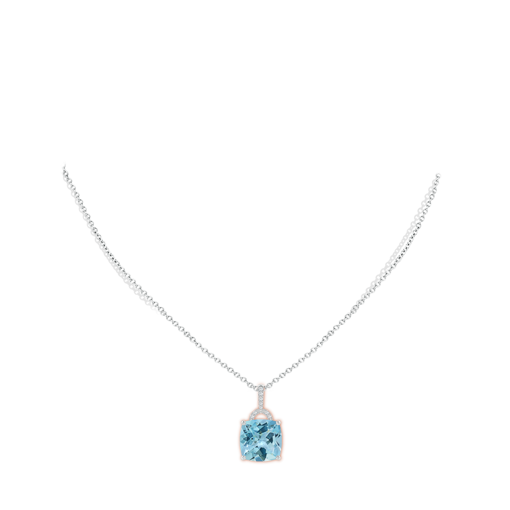 12.07x12.06x7.18mm AAA Classic GIA Certified Cushion Sky Blue Topaz Dangling Solitaire Pendant in White Gold pen