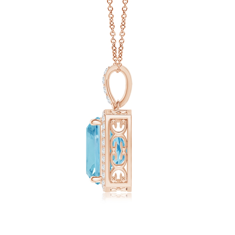 12.07x12.06x7.18mm AAA Classic GIA Certified Cushion Sky Blue Topaz Dangling Pendant With Diamond Halo in Rose Gold Side 199