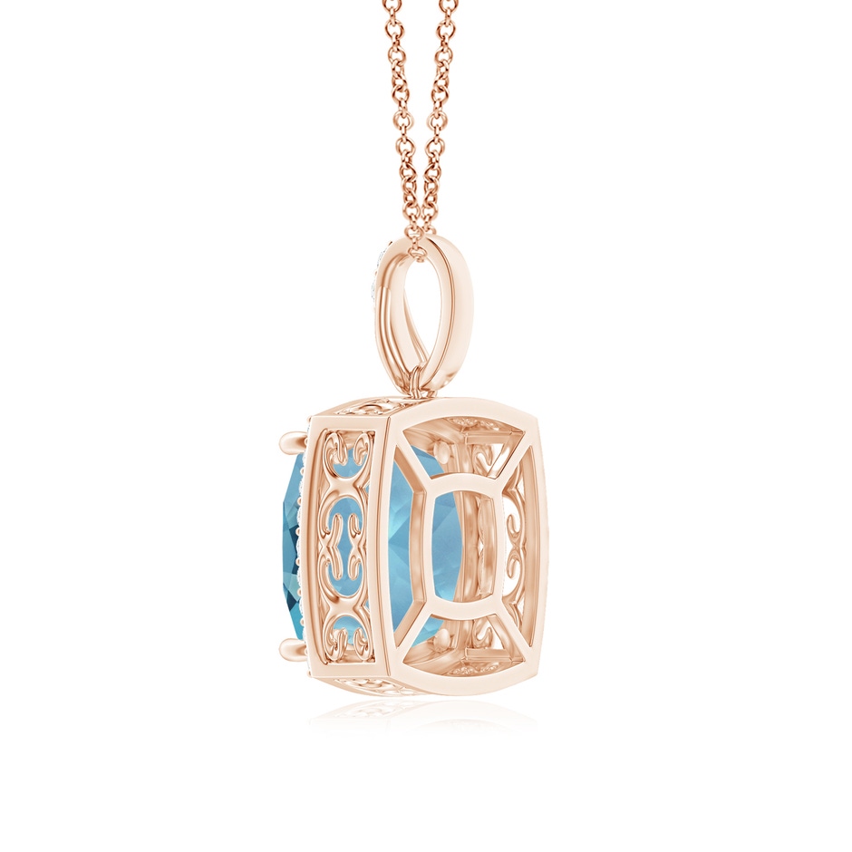 12.07x12.06x7.18mm AAA Classic GIA Certified Cushion Sky Blue Topaz Dangling Pendant With Diamond Halo in Rose Gold Side 399