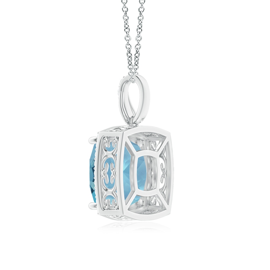 12.07x12.06x7.18mm AAA Classic GIA Certified Cushion Sky Blue Topaz Dangling Pendant With Diamond Halo in White Gold Side 399