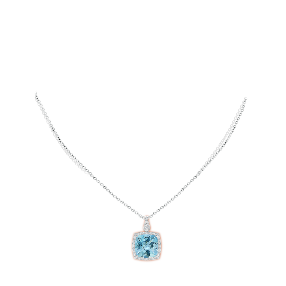 12.07x12.06x7.18mm AAA Classic GIA Certified Cushion Sky Blue Topaz Dangling Pendant With Diamond Halo in White Gold pen