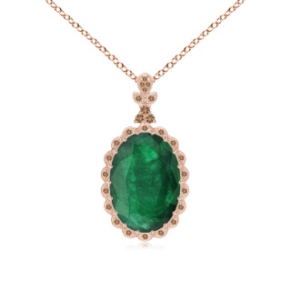 20.38x14.37x8.76mm A Classic GIA Certified Oval Emerald Dangling Pendant With Diamond Halo in 18K Rose Gold