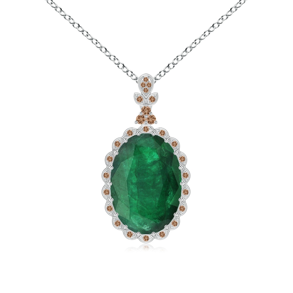 20.38x14.37x8.76mm A Classic GIA Certified Oval Emerald Dangling Pendant With Diamond Halo in 18K White Gold 