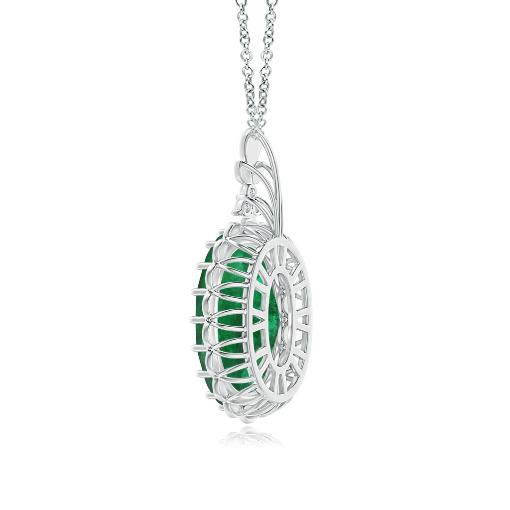 20.38x14.37x8.76mm A Classic GIA Certified Oval Emerald Dangling Pendant With Diamond Halo in 18K White Gold Side 399