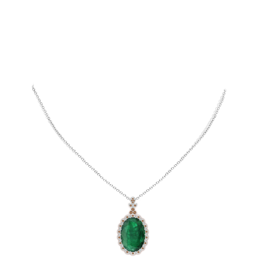 20.38x14.37x8.76mm A Classic GIA Certified Oval Emerald Dangling Pendant With Diamond Halo in 18K White Gold pen