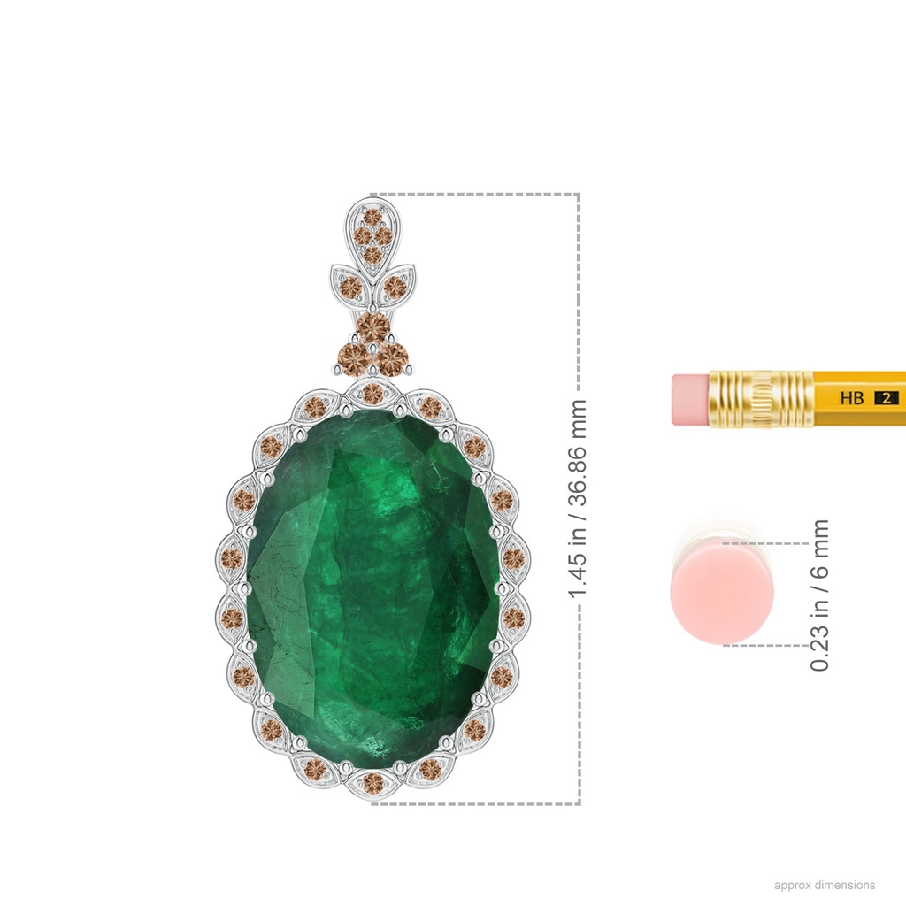 20.38x14.37x8.76mm A Classic GIA Certified Oval Emerald Dangling Pendant With Diamond Halo in 18K White Gold ruler