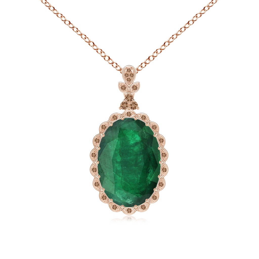 20.38x14.37x8.76mm A Classic GIA Certified Oval Emerald Dangling Pendant With Diamond Halo in Rose Gold 