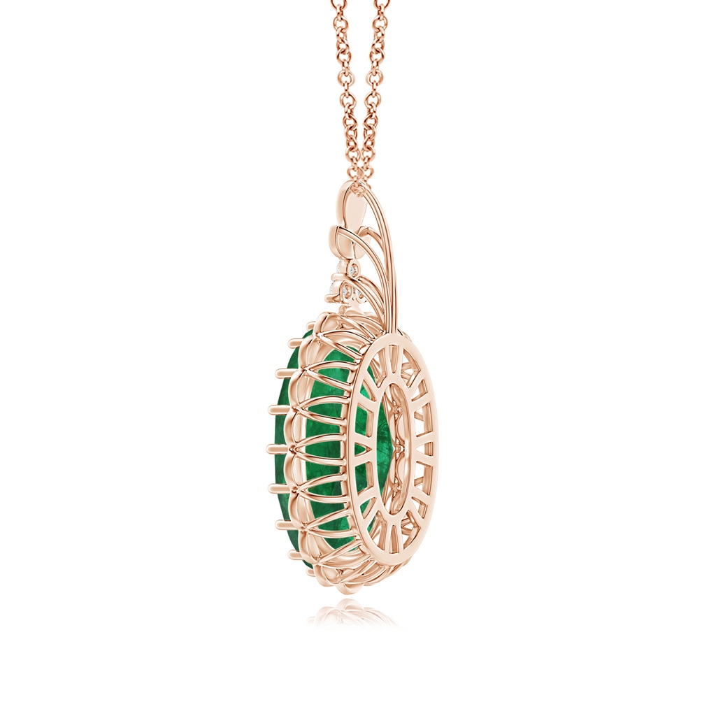 20.38x14.37x8.76mm A Classic GIA Certified Oval Emerald Dangling Pendant With Diamond Halo in Rose Gold Side 399
