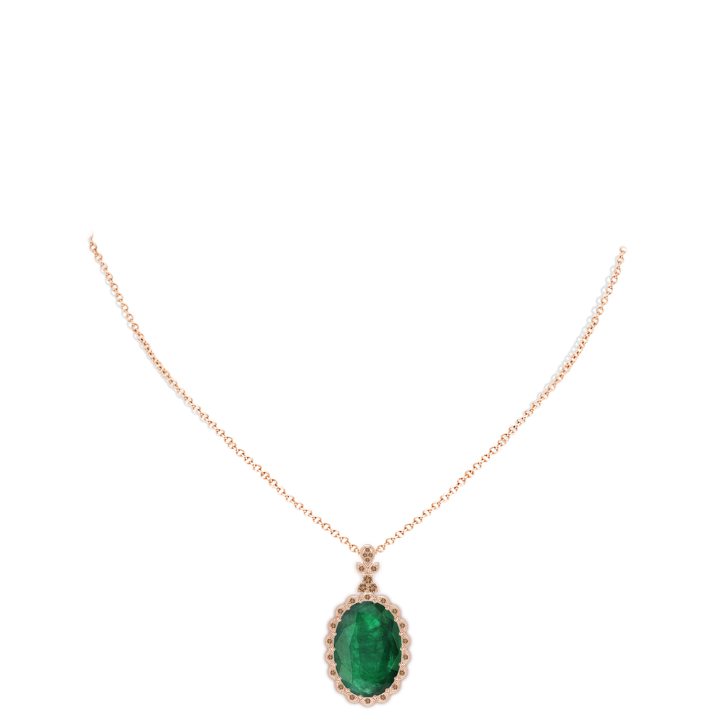 20.38x14.37x8.76mm A Classic GIA Certified Oval Emerald Dangling Pendant With Diamond Halo in Rose Gold pen