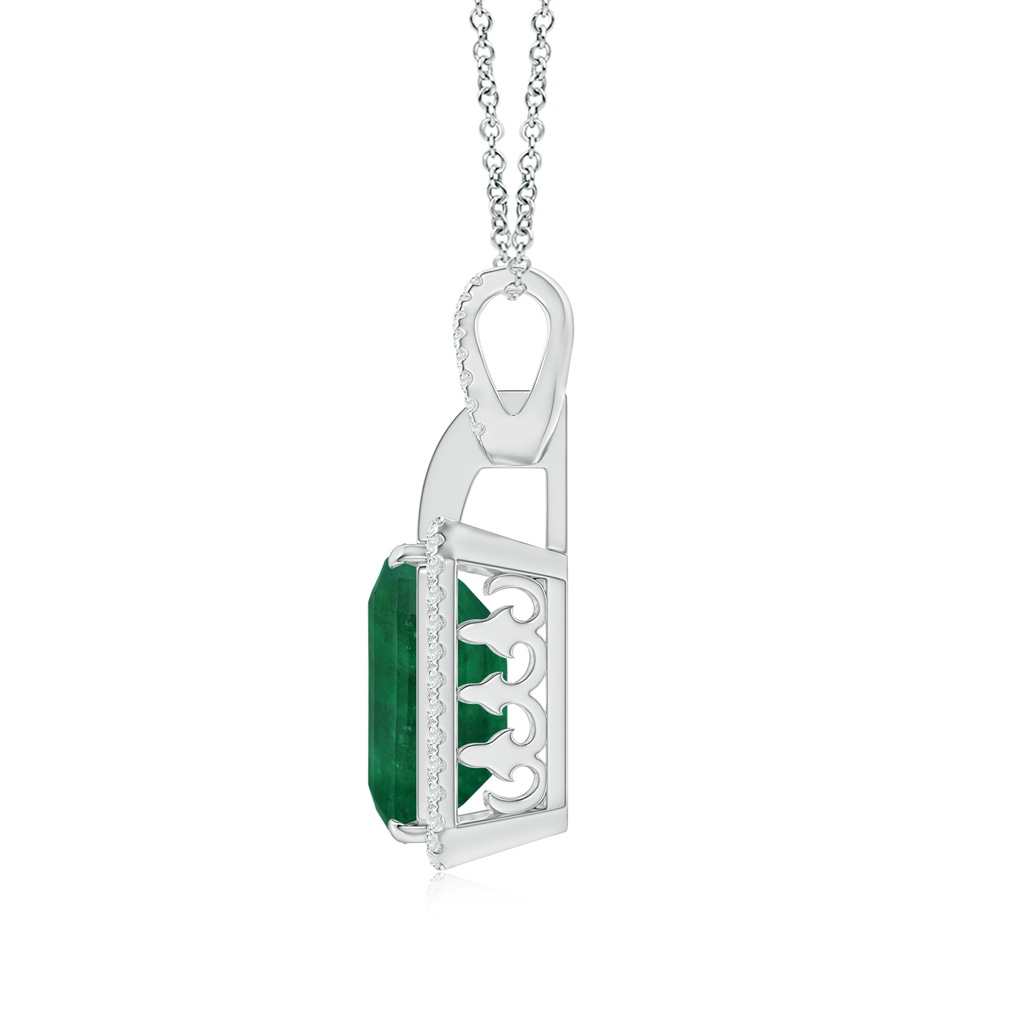 16.92x12.42x10.75mm A Art Deco-Inspired GIA Certified Emerald-Cut Emerald Dangling Halo Pendant in White Gold Side 199