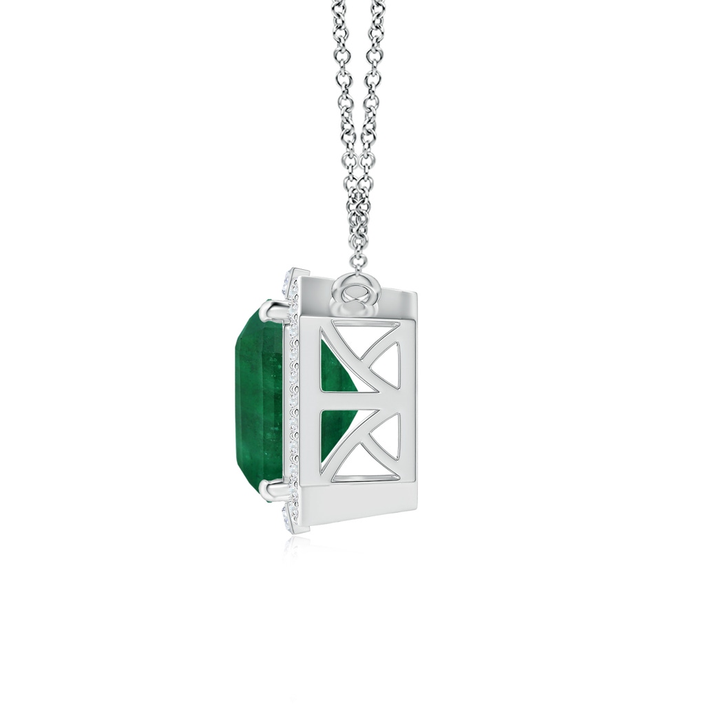 16.92x12.42x10.75mm A Art Deco-Inspired GIA Certified East-West Emerald-Cut Emerald Halo Pendant in White Gold Side 199