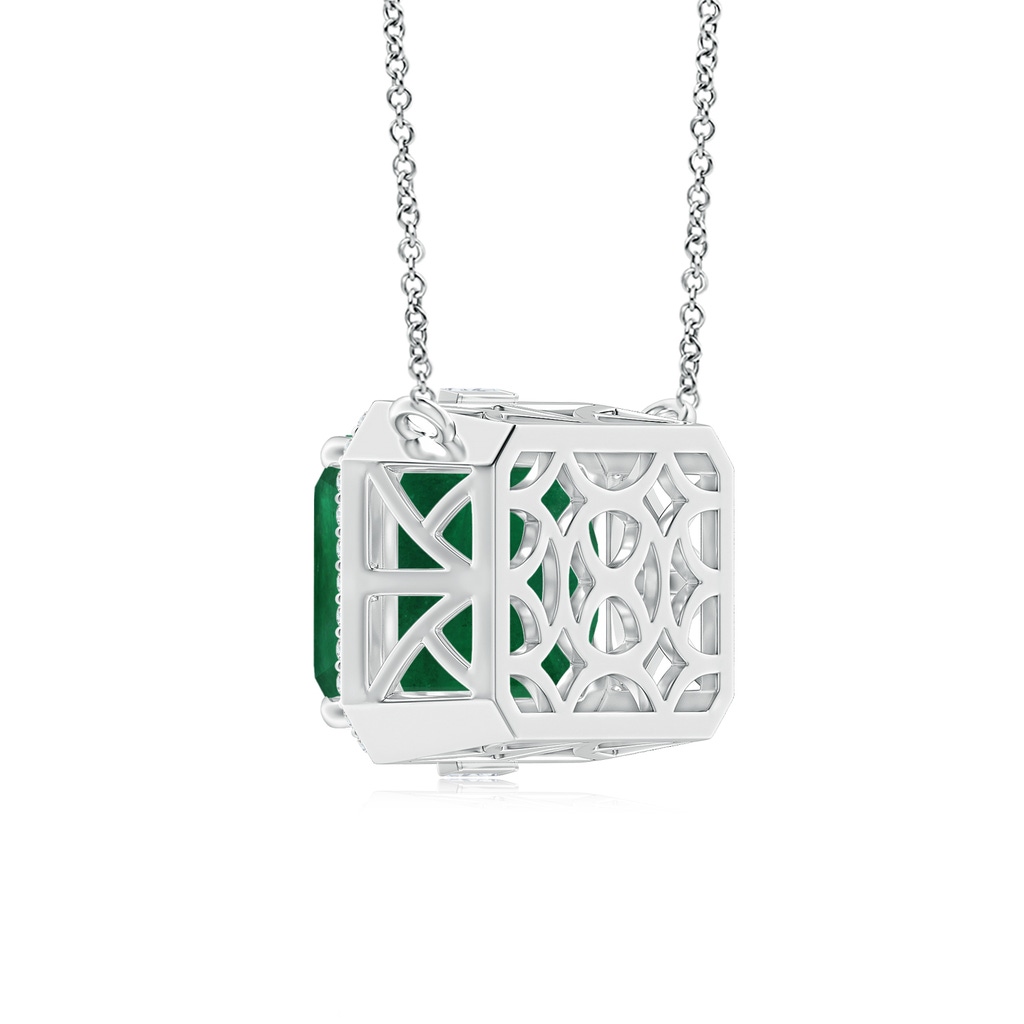 16.92x12.42x10.75mm A Art Deco-Inspired GIA Certified East-West Emerald-Cut Emerald Halo Pendant in White Gold Side 399