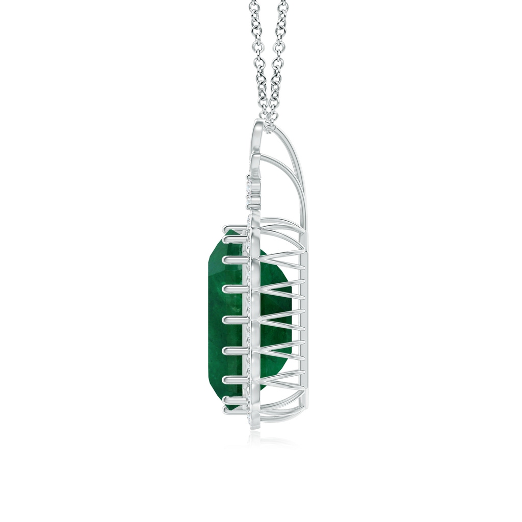 21.24x18.27x12.26mm A Vintage-Inspired GIA Certified Emerald-Cut Emerald Halo Pendant in 18K White Gold Side 199