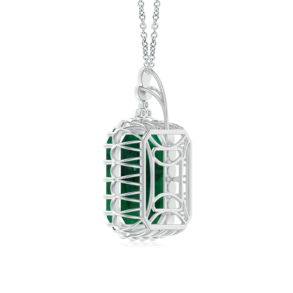21.24x18.27x12.26mm A Vintage-Inspired GIA Certified Emerald-Cut Emerald Halo Pendant in 18K White Gold Side 399