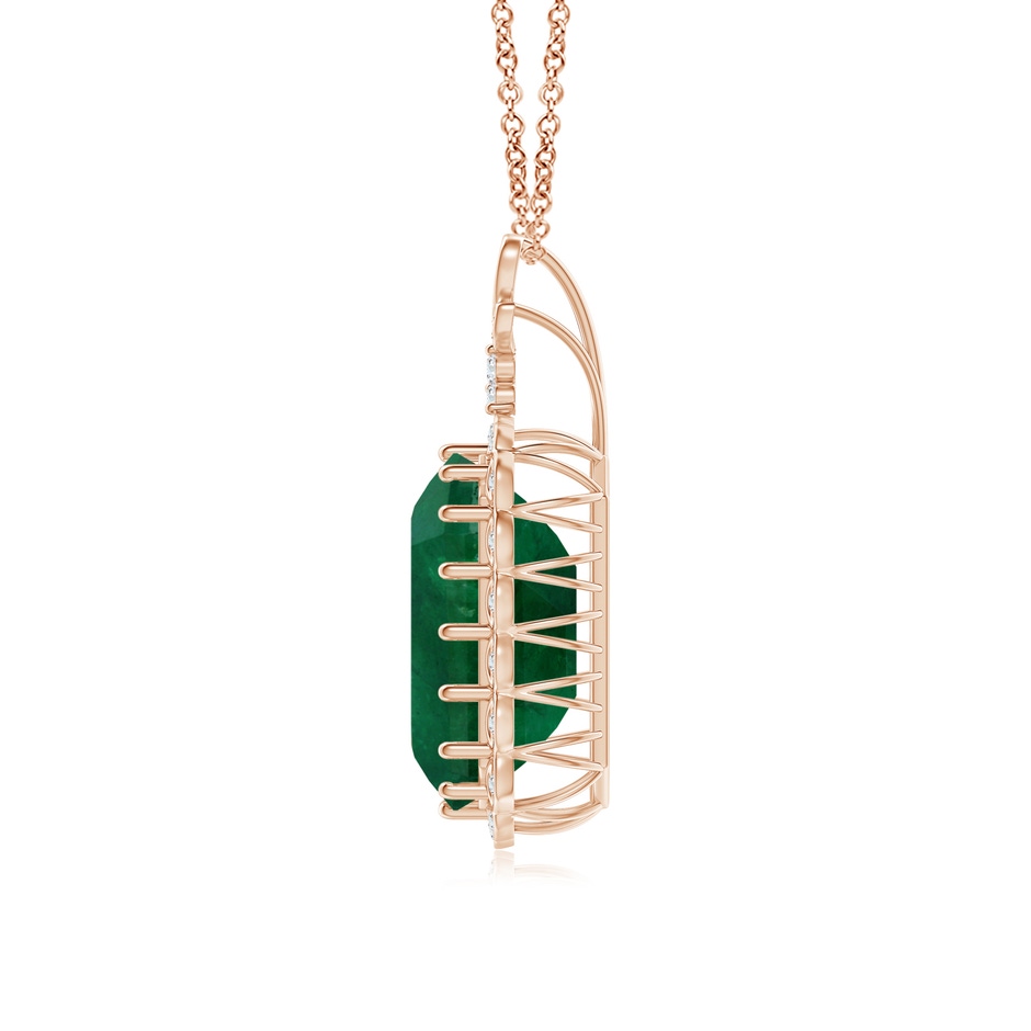 21.24x18.27x12.26mm A Vintage-Inspired GIA Certified Emerald-Cut Emerald Halo Pendant in 9K Rose Gold side 199