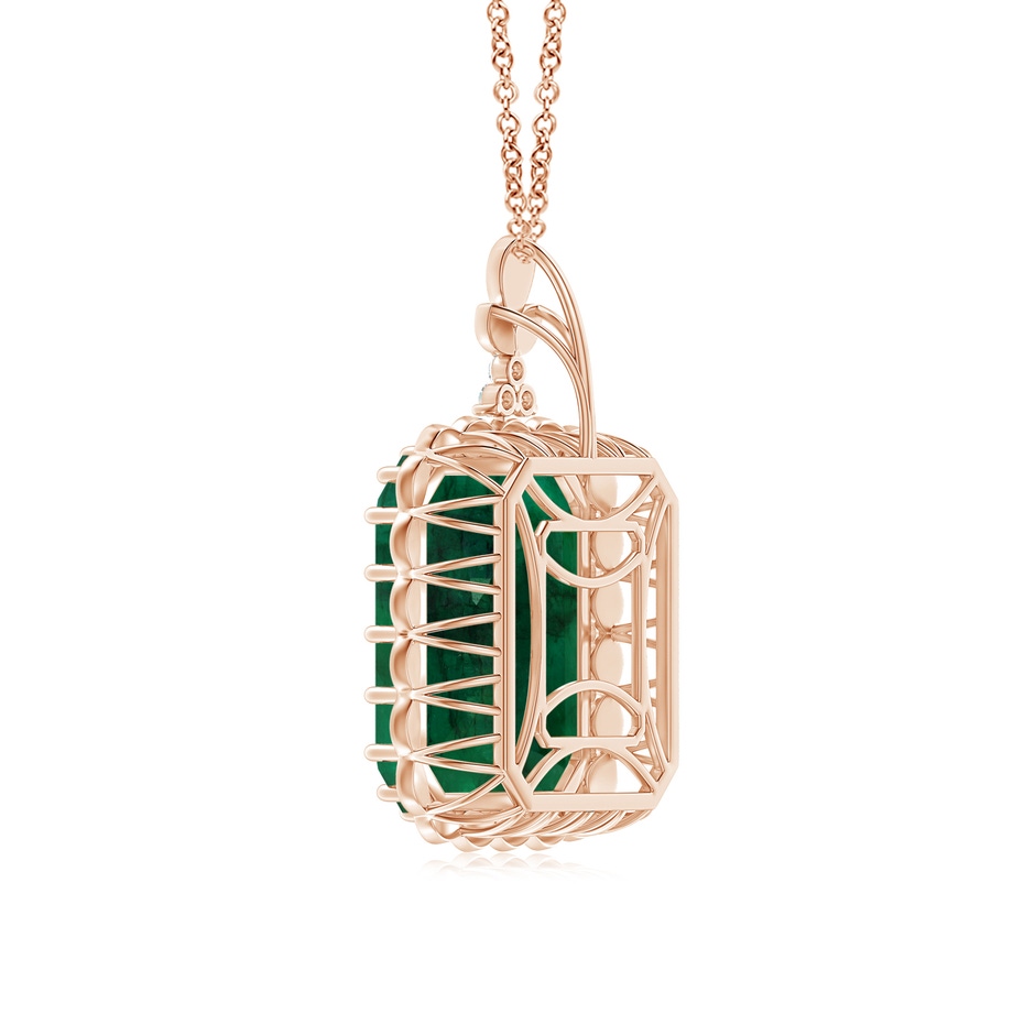 21.24x18.27x12.26mm A Vintage-Inspired GIA Certified Emerald-Cut Emerald Halo Pendant in 9K Rose Gold side 399