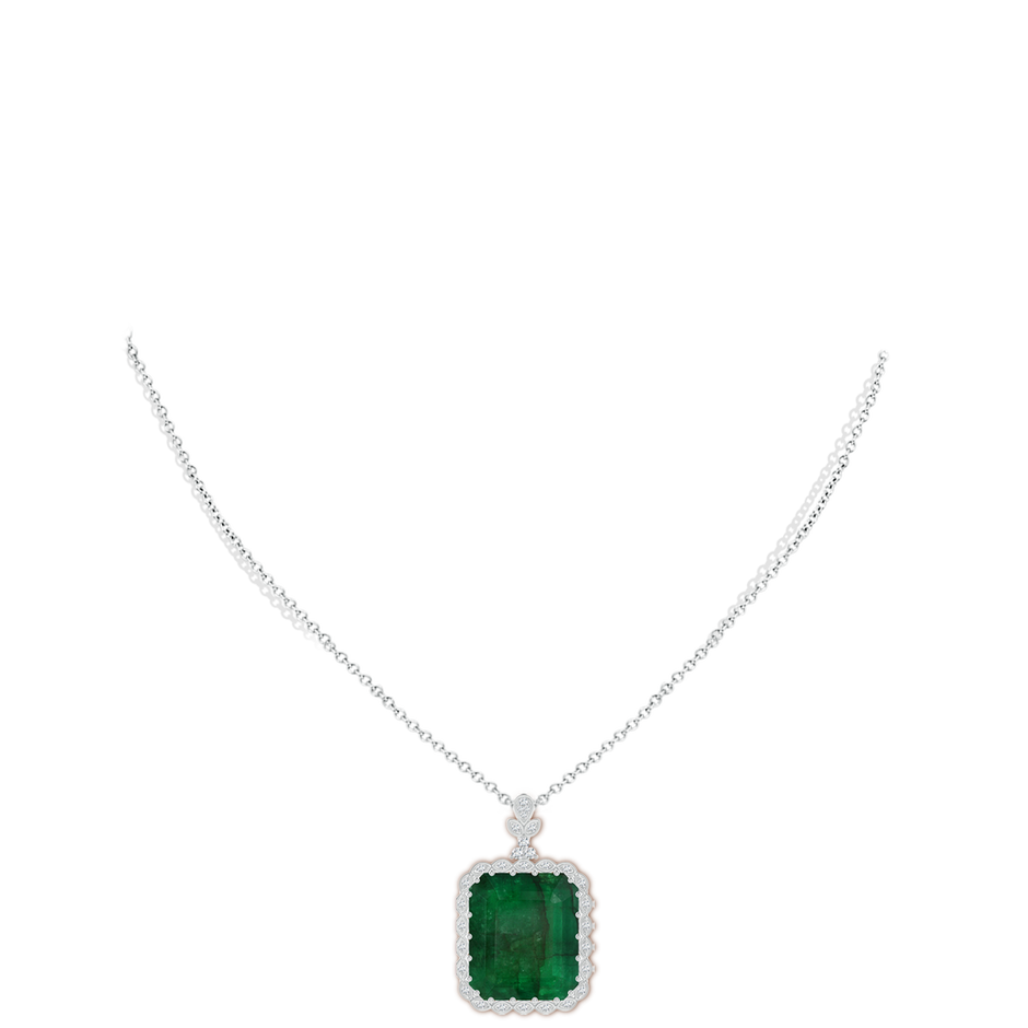 21.24x18.27x12.26mm A Vintage-Inspired GIA Certified Emerald-Cut Emerald Halo Pendant in White Gold pen