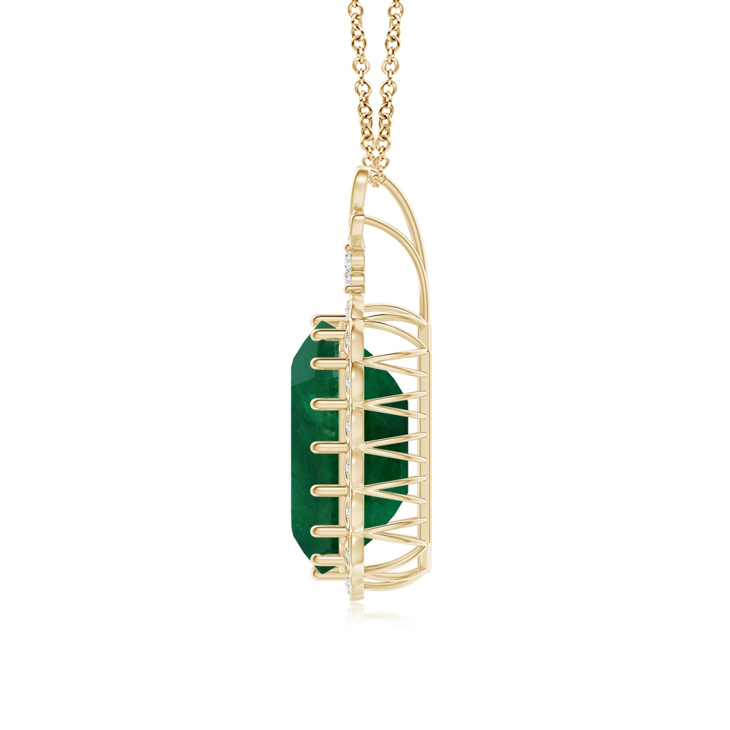 21.24x18.27x12.26mm A Vintage-Inspired GIA Certified Emerald-Cut Emerald Halo Pendant in Yellow Gold - side 199