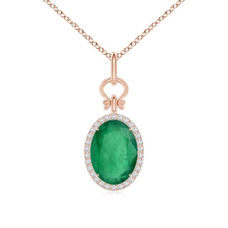 14.78x10.74x5.36mm A Classic GIA Certified Oval Emerald Halo Pendant in 18K Rose Gold