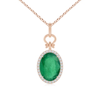 14.78x10.74x5.36mm A Classic GIA Certified Oval Emerald Halo Pendant in 9K Rose Gold