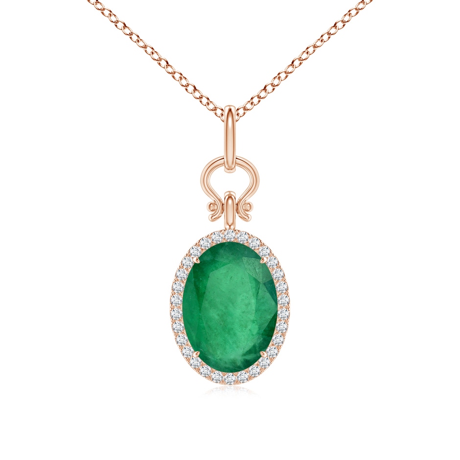 14.78x10.74x5.36mm A Classic GIA Certified Oval Emerald Halo Pendant in Rose Gold 