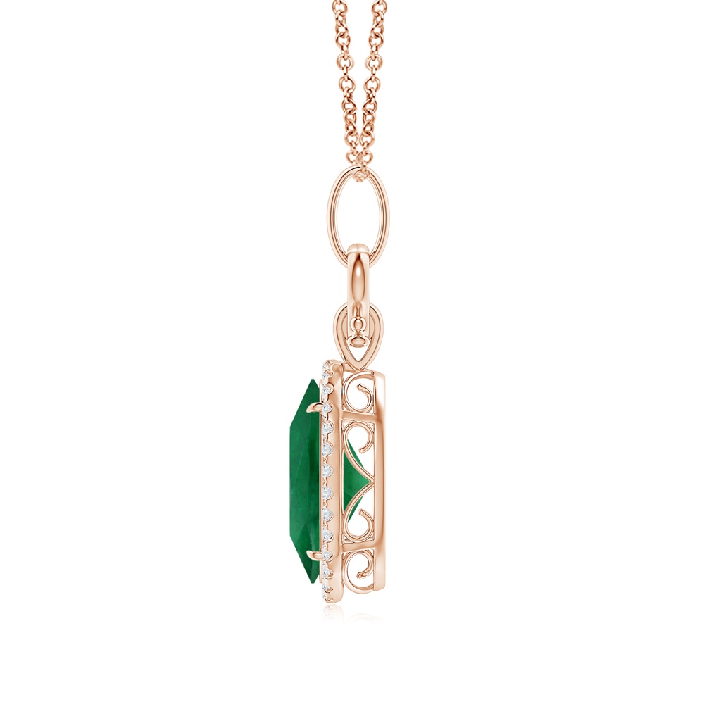 14.78x10.74x5.36mm A Classic GIA Certified Oval Emerald Halo Pendant in Rose Gold Side 199