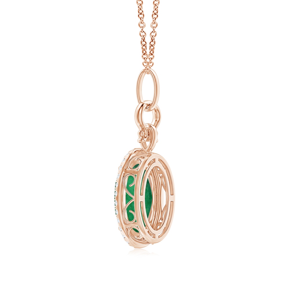 14.78x10.74x5.36mm A Classic GIA Certified Oval Emerald Halo Pendant in Rose Gold Side 399