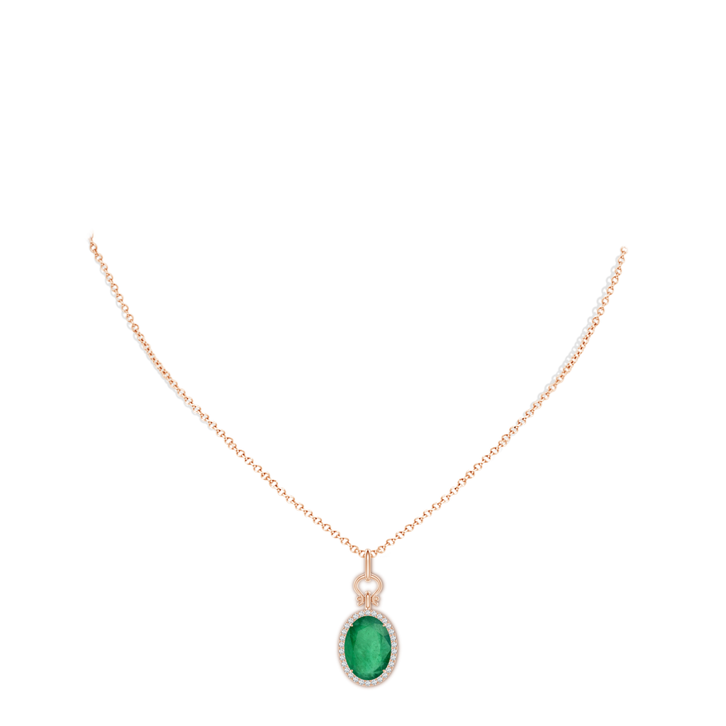 14.78x10.74x5.36mm A Classic GIA Certified Oval Emerald Halo Pendant in Rose Gold pen