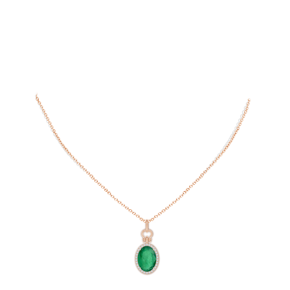 14.78x10.74x5.36mm A Classic GIA Certified Oval Emerald Halo Pendant in Rose Gold pen