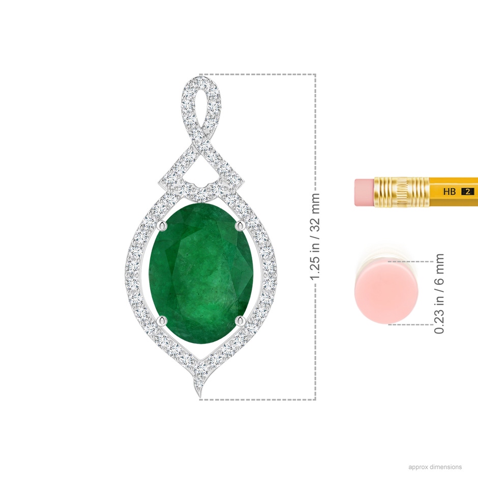 13.16x9.69x5.86mm AA GIA Certified Oval Emerald Pendant With Diamond Halo in 18K White Gold ruler