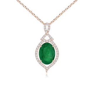13.16x9.69x5.86mm AA GIA Certified Oval Emerald Pendant With Diamond Halo in 9K Rose Gold
