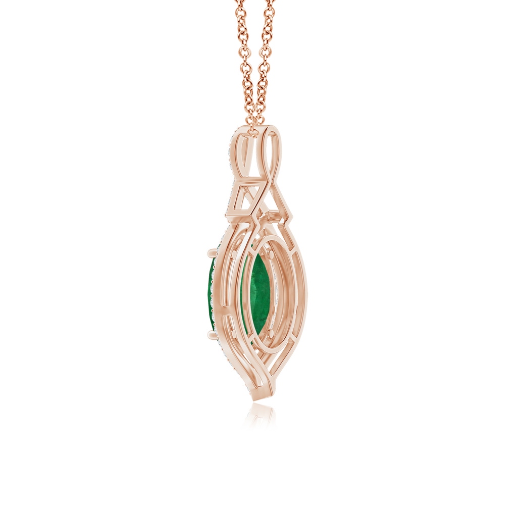 13.16x9.69x5.86mm AA GIA Certified Oval Emerald Pendant With Diamond Halo in Rose Gold Side 399