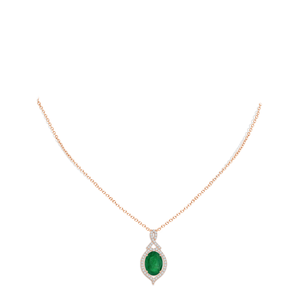 13.16x9.69x5.86mm AA GIA Certified Oval Emerald Pendant With Diamond Halo in Rose Gold pen