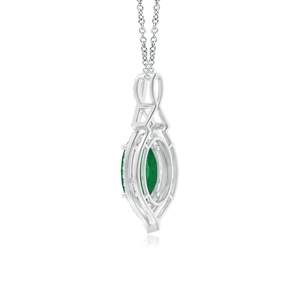 13.16x9.69x5.86mm AA GIA Certified Oval Emerald Pendant With Diamond Halo in White Gold Side 399