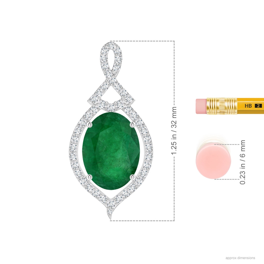 13.16x9.69x5.86mm AA GIA Certified Oval Emerald Pendant With Diamond Halo in White Gold ruler