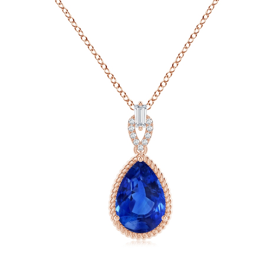 11.29x7.73x6.17mm AAA Classic GIA Certified Pear-Shaped Blue Sapphire Solitaire Pendant in 18K Rose Gold 