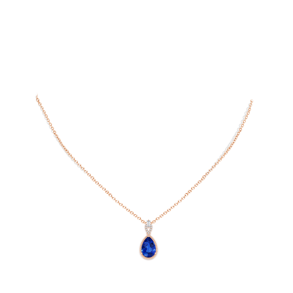 11.29x7.73x6.17mm AAA Classic GIA Certified Pear-Shaped Blue Sapphire Solitaire Pendant in 18K Rose Gold pen