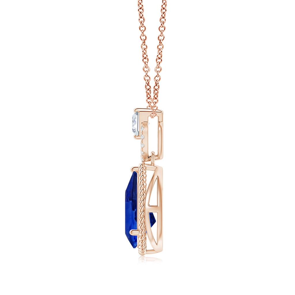 11.29x7.73x6.17mm AAA Classic GIA Certified Pear-Shaped Blue Sapphire Solitaire Pendant in Rose Gold Side 199