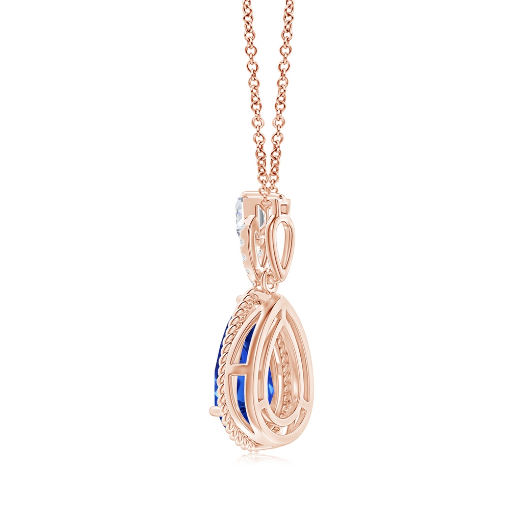 11.29x7.73x6.17mm AAA Classic GIA Certified Pear-Shaped Blue Sapphire Solitaire Pendant in Rose Gold Side 399