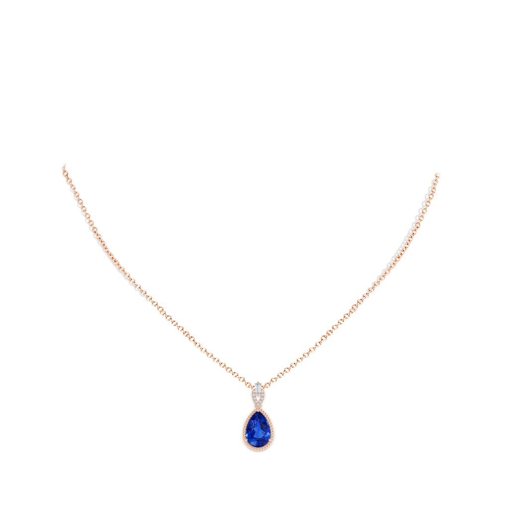 11.29x7.73x6.17mm AAA Classic GIA Certified Pear-Shaped Blue Sapphire Solitaire Pendant in Rose Gold pen