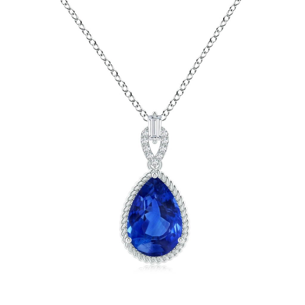11.29x7.73x6.17mm AAA Classic GIA Certified Pear-Shaped Blue Sapphire Solitaire Pendant in White Gold