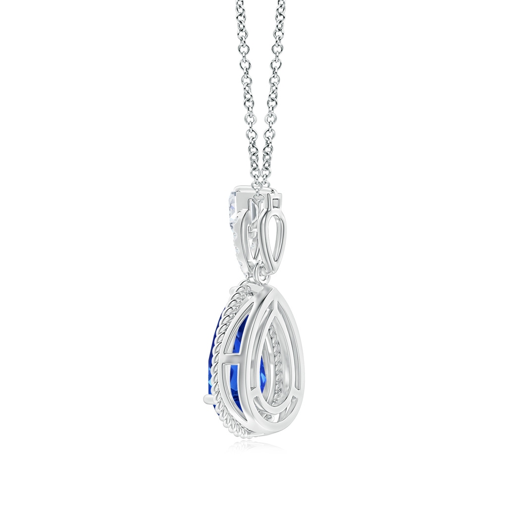 11.29x7.73x6.17mm AAA Classic GIA Certified Pear-Shaped Blue Sapphire Solitaire Pendant in White Gold Side 399