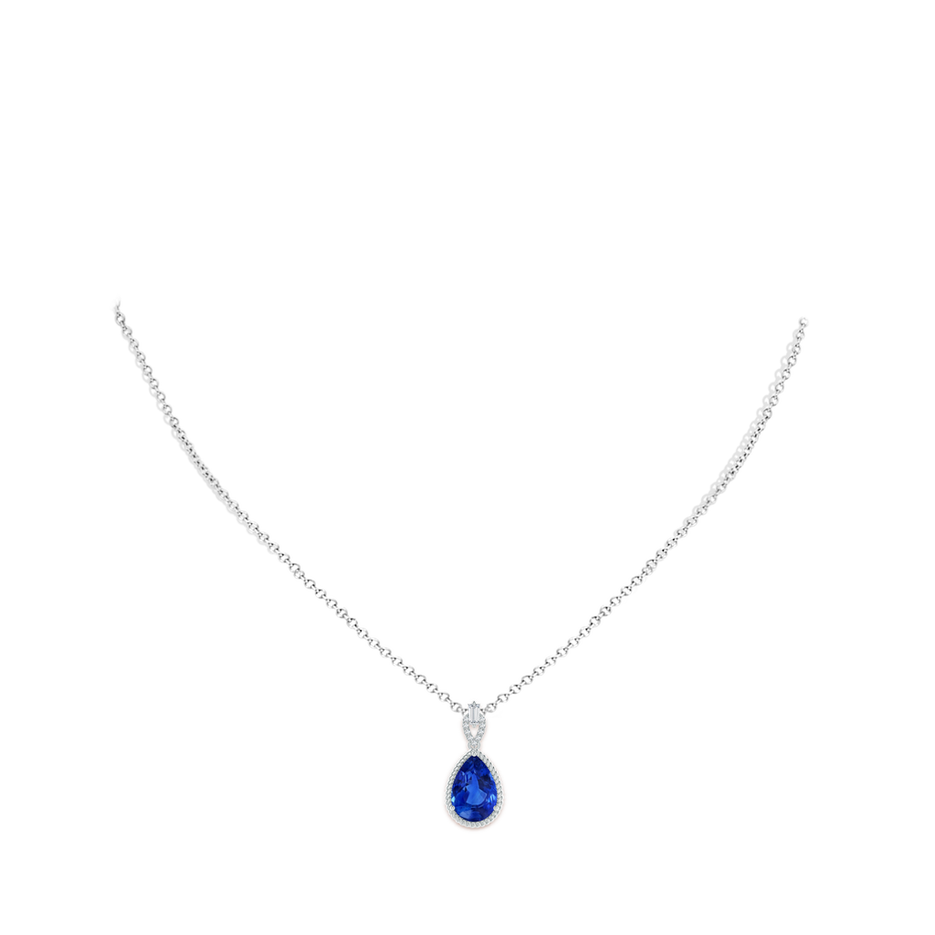 11.29x7.73x6.17mm AAA Classic GIA Certified Pear-Shaped Blue Sapphire Solitaire Pendant in White Gold pen