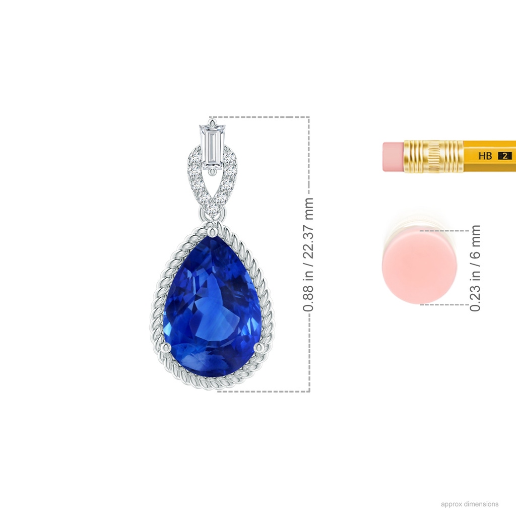 11.29x7.73x6.17mm AAA Classic GIA Certified Pear-Shaped Blue Sapphire Solitaire Pendant in White Gold ruler