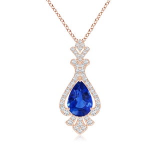 11.29x7.73x6.17mm AAA Classic GIA Certified Pear-Shaped Blue Sapphire Pendant With Diamond Halo in 10K Rose Gold