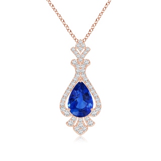 11.29x7.73x6.17mm AAA Classic GIA Certified Pear-Shaped Blue Sapphire Pendant With Diamond Halo in 18K Rose Gold