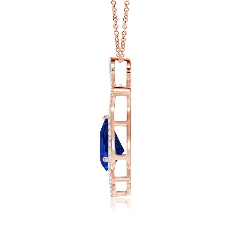 11.29x7.73x6.17mm AAA Classic GIA Certified Pear-Shaped Blue Sapphire Pendant With Diamond Halo in 18K Rose Gold side 199