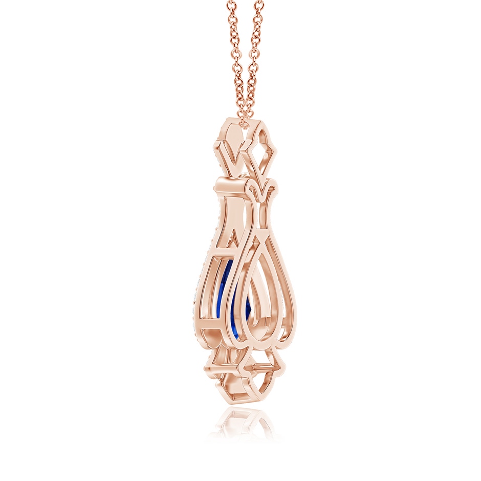 11.29x7.73x6.17mm AAA Classic GIA Certified Pear-Shaped Blue Sapphire Pendant With Diamond Halo in 18K Rose Gold side 399